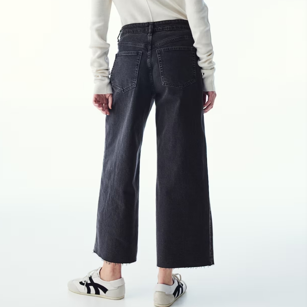 H&M Black Or Dark Gray Wide Leg Women's Jeans - Picture 6 of 14